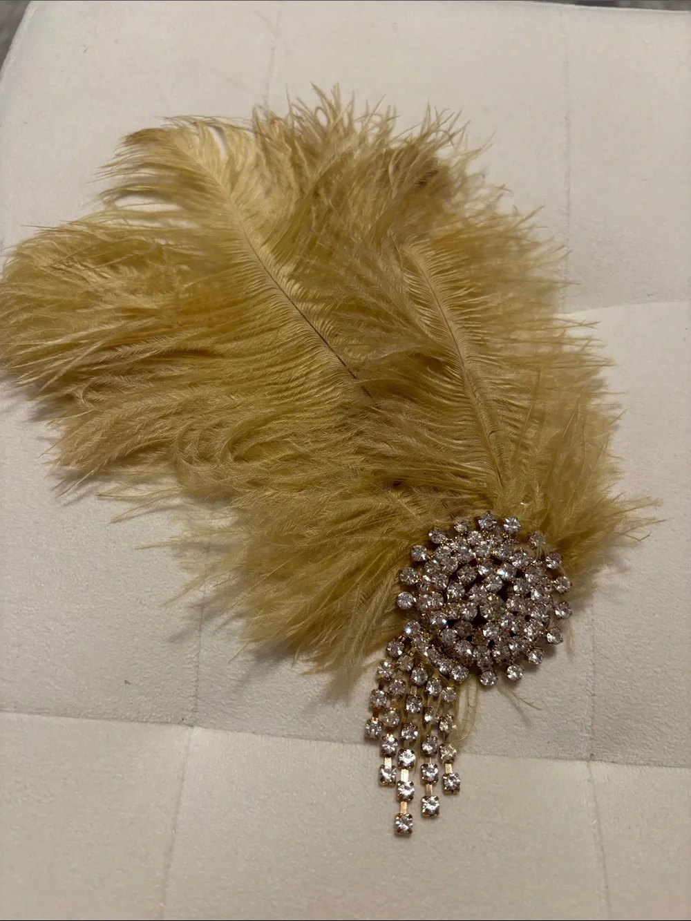 Gold Feather and Crystal Bridal Hair Clip